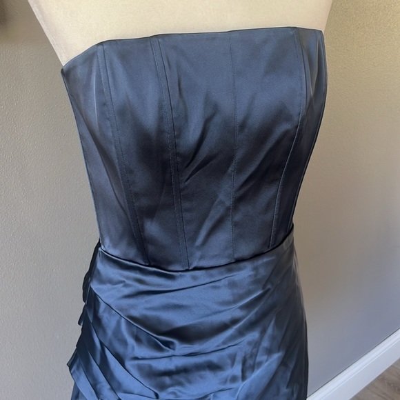 Fleur Du Mal Strapless Draped Dress Slate Blue Strapless - Picture 4 of 14